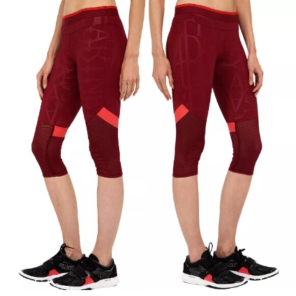 Adidas By Stella McCartney Run Athletic 3/4 Running Tights, Dark Vine Size Large - Picture 2 of 16